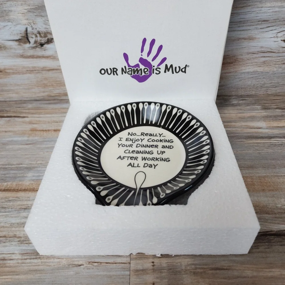 Our Name is Mud Kitchen Enjoy Ceramic Spoon Rest Lorrie Veasey 4024401 Black